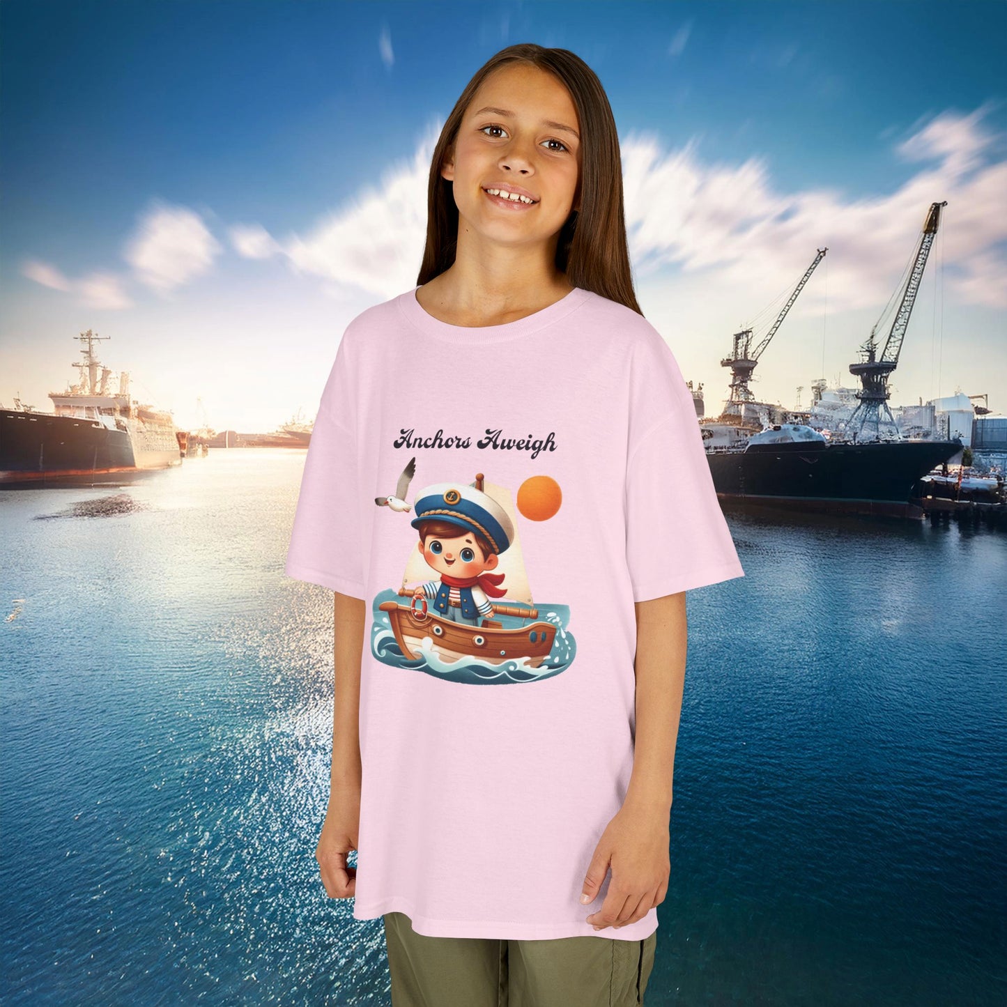 Navy Anchors Aweigh Kids Tee