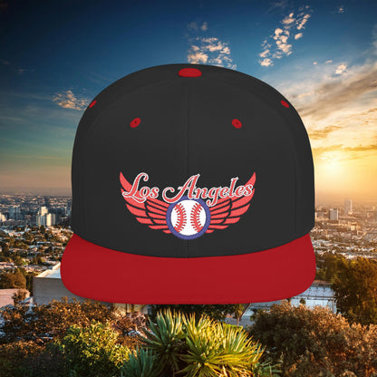 LA Baseball Wings Flat Bill Snapback Hat