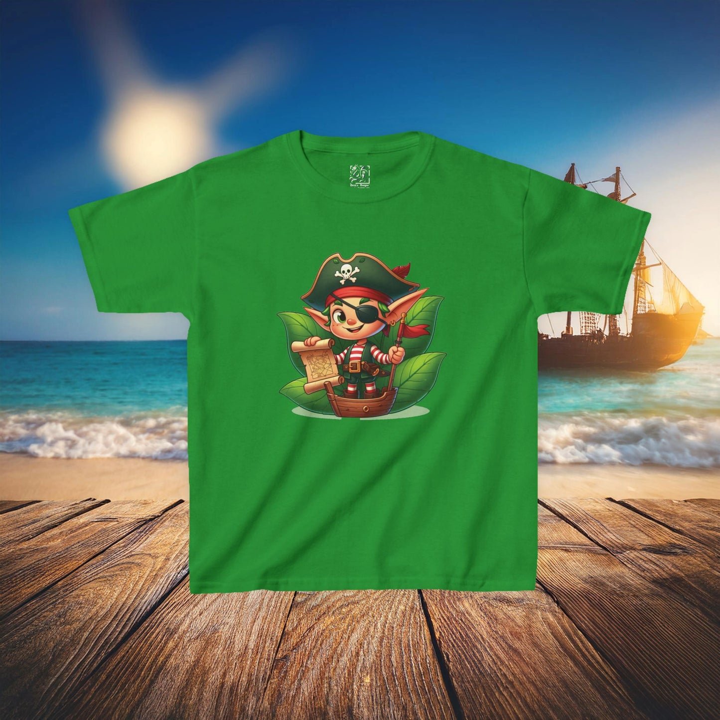 Elf Pirate Treasure Map Kids Tee