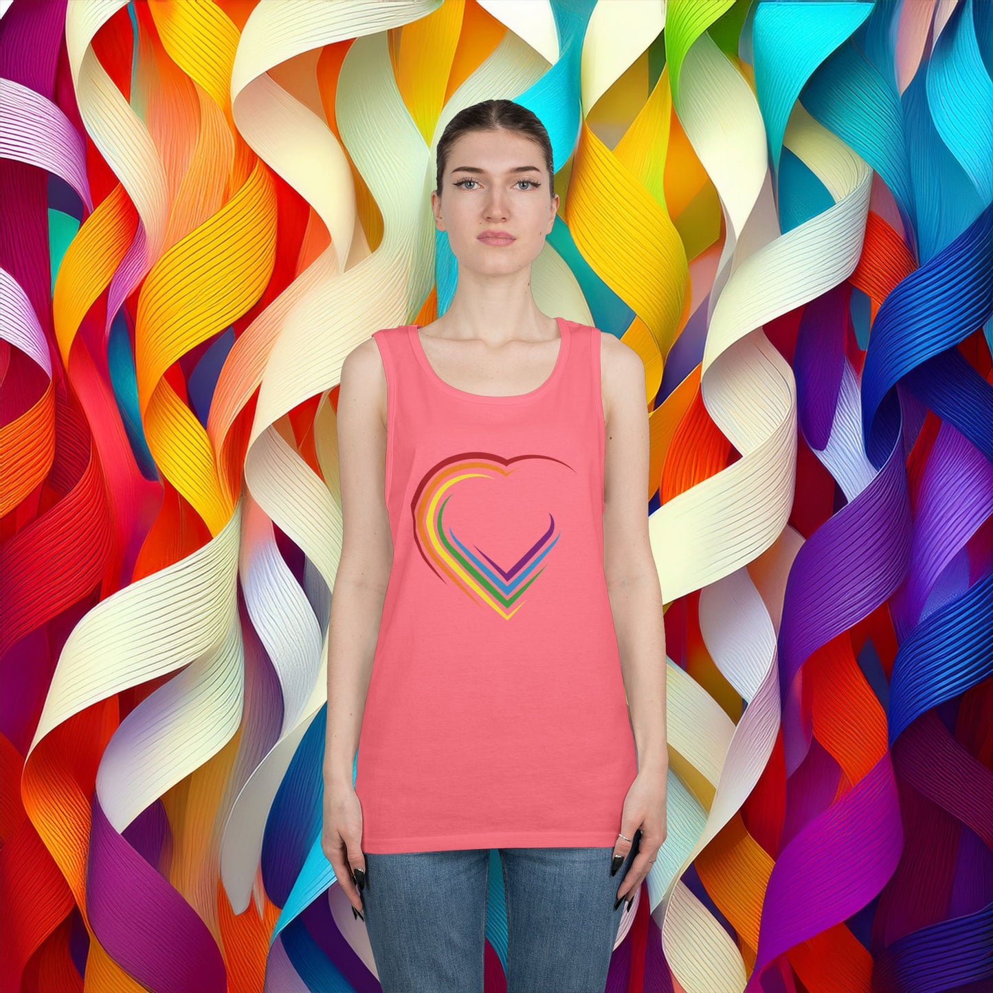 Rainbow Heart Unisex Tank Top