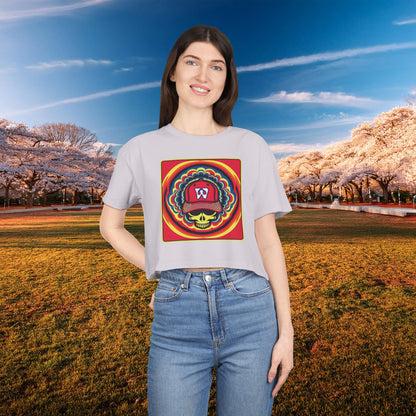 Psychedelic Funky W Skull Women's Crop Tee