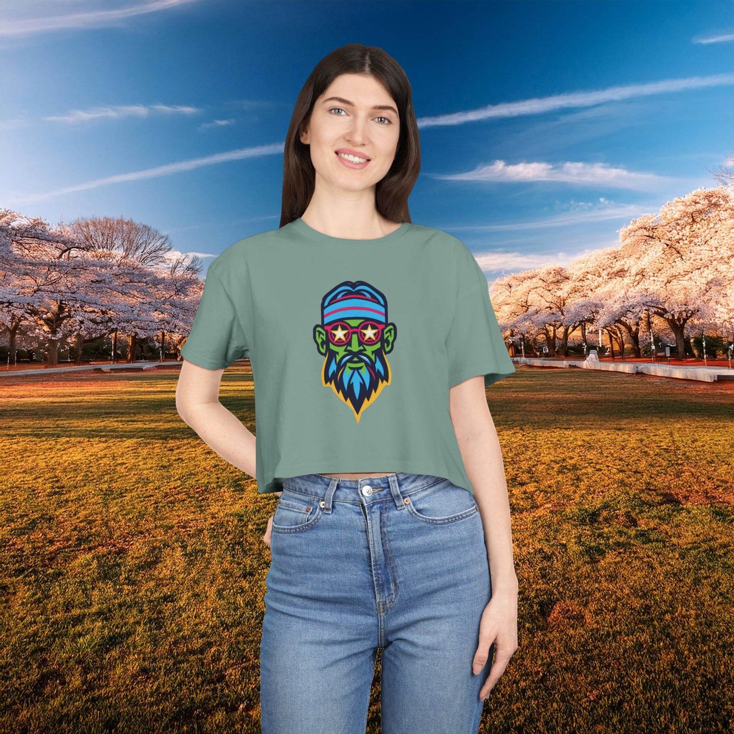 Psychedelic Wizard's Player Women's Crop Tee