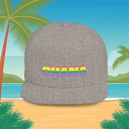 Rainbow Ohana Flat Bill Snapback