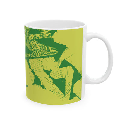 Electric Green and Gold Retro Newcastle Ceramic Mug, (11oz, 15oz)
