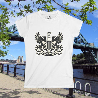 Newcastle United B&W Crest Women's Softstyle Tee