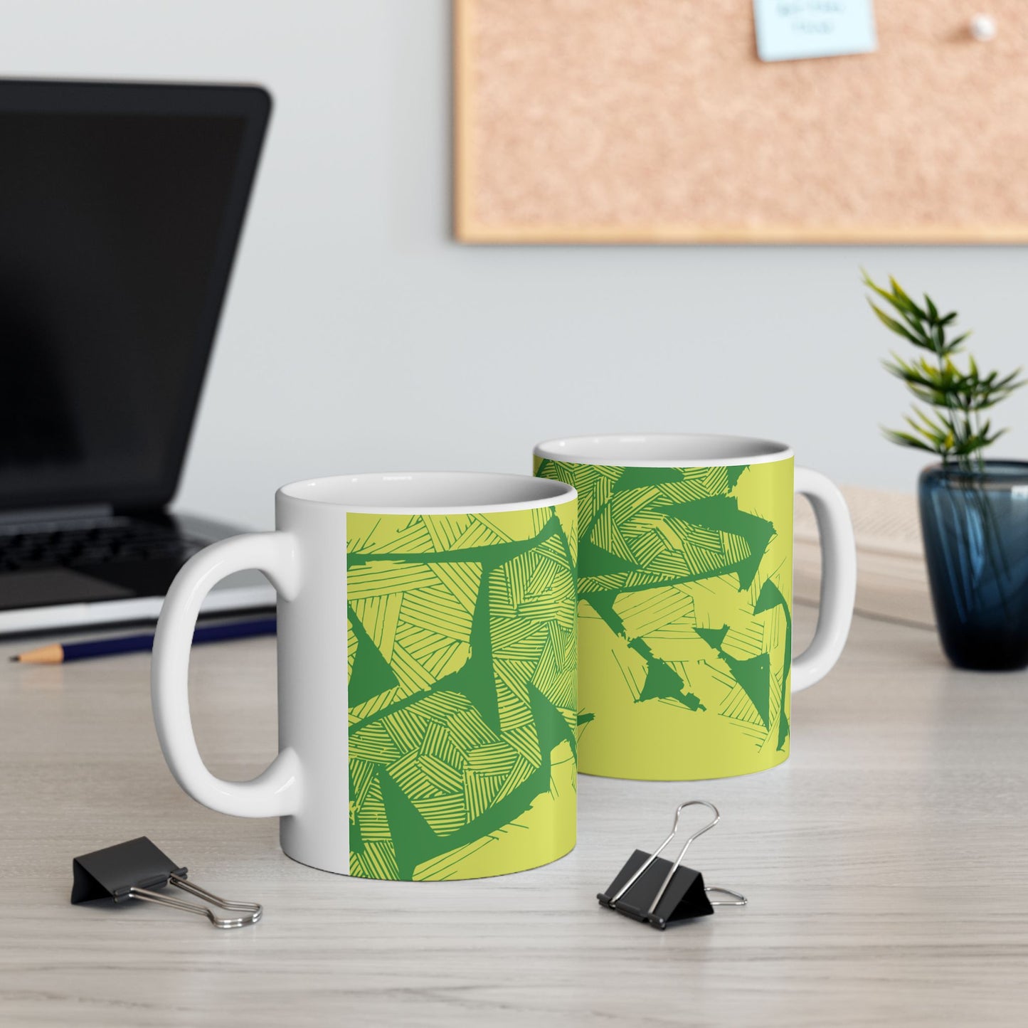 Electric Green and Gold Retro Newcastle Ceramic Mug, (11oz, 15oz)