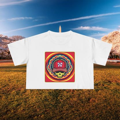 Psychedelic Funky W Skull Women's Crop Tee