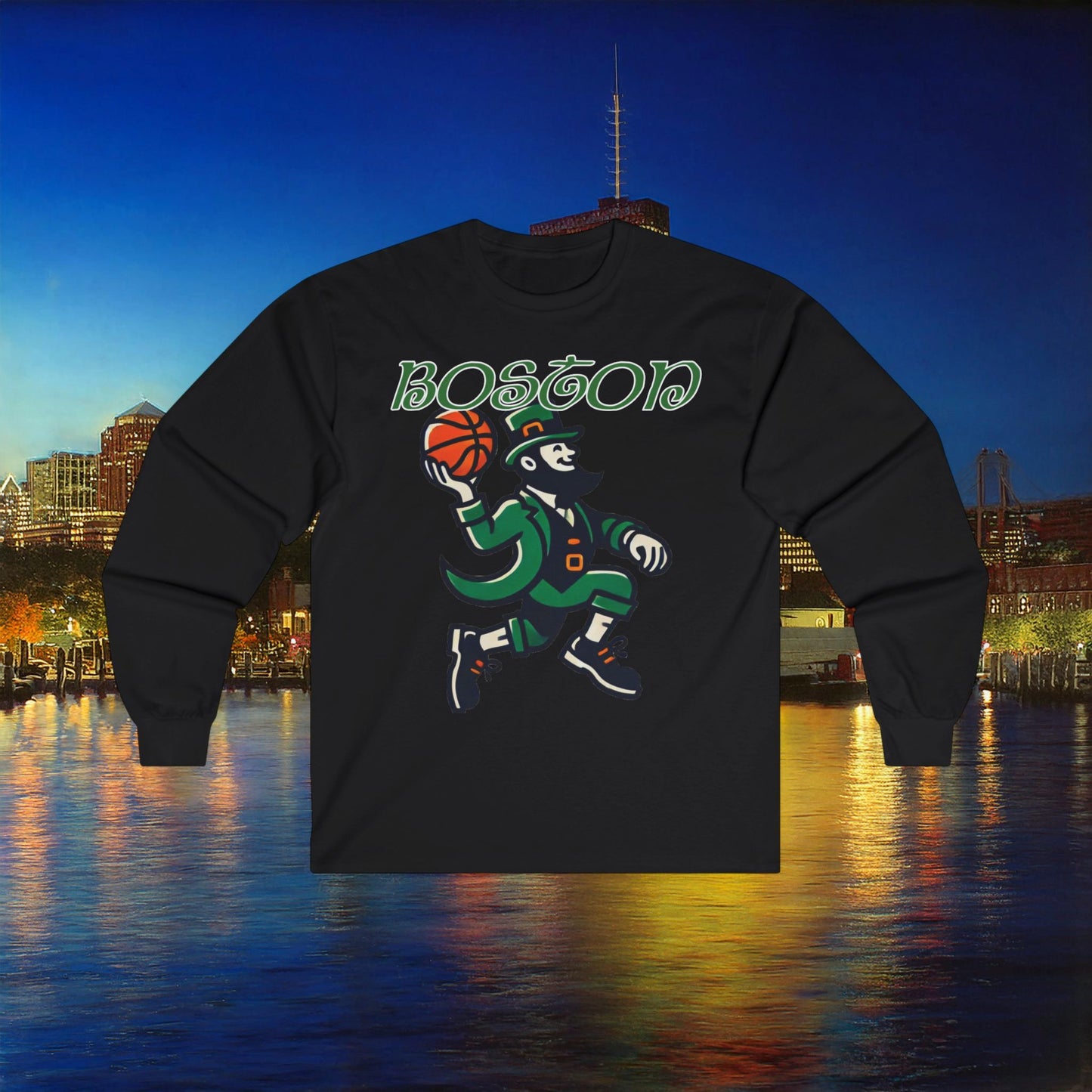 Boston Basketball Logo Long Sleeve Tee