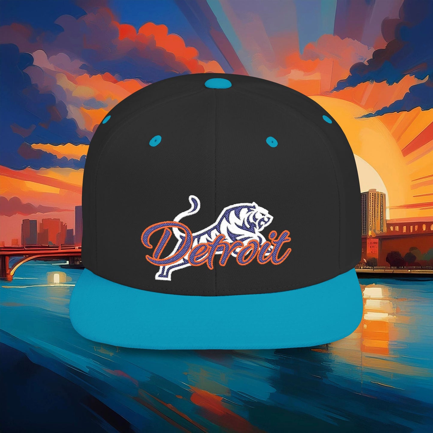 Detroit White Tiger Flat Bill Snapback