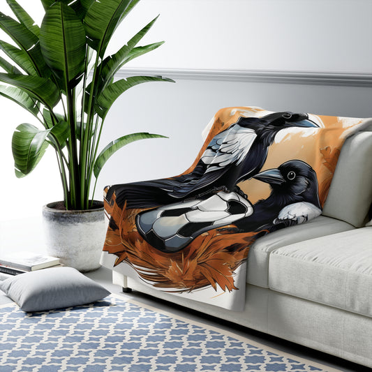 Magpies and Football Sherpa Fleece Blanket