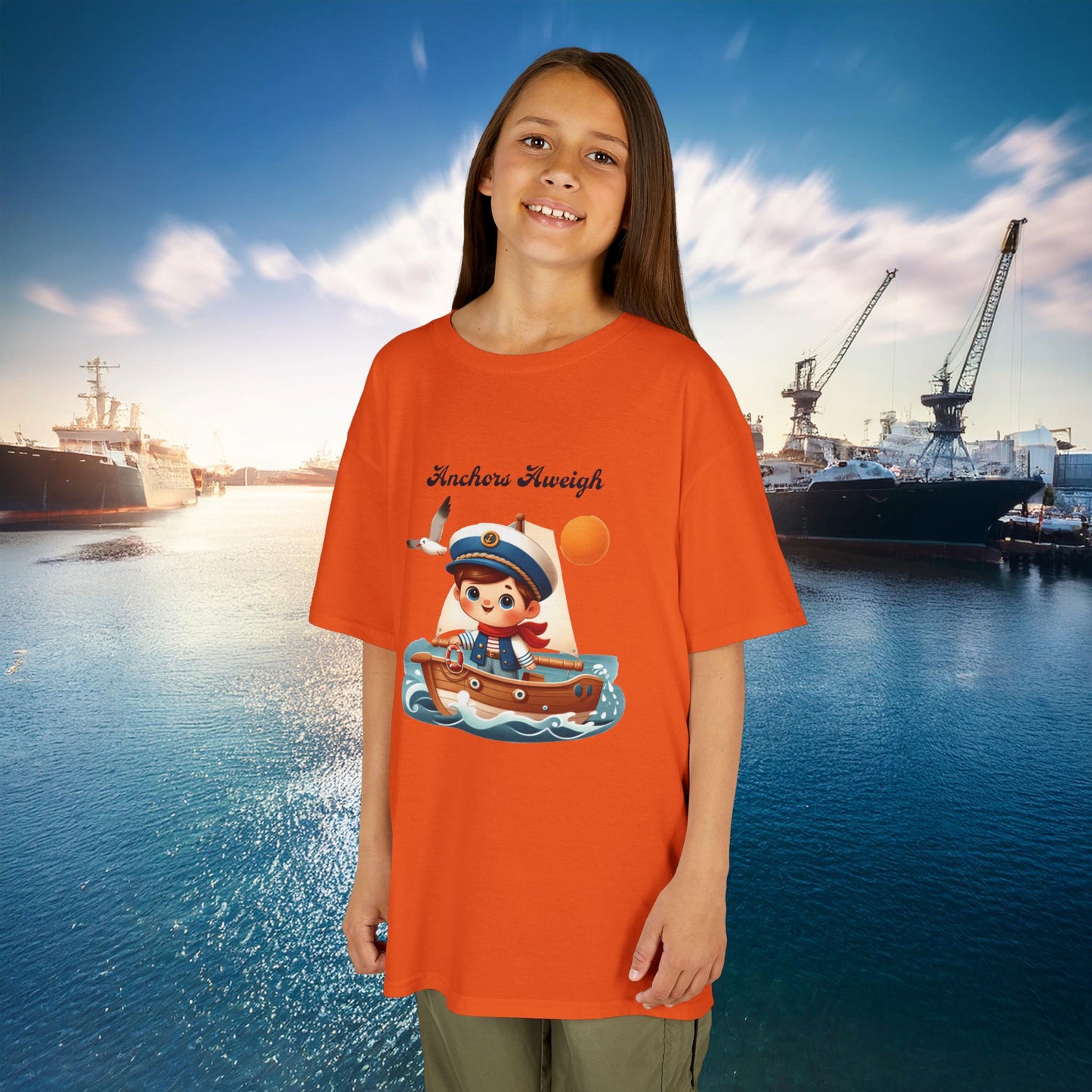 Navy Anchors Aweigh Kids Tee