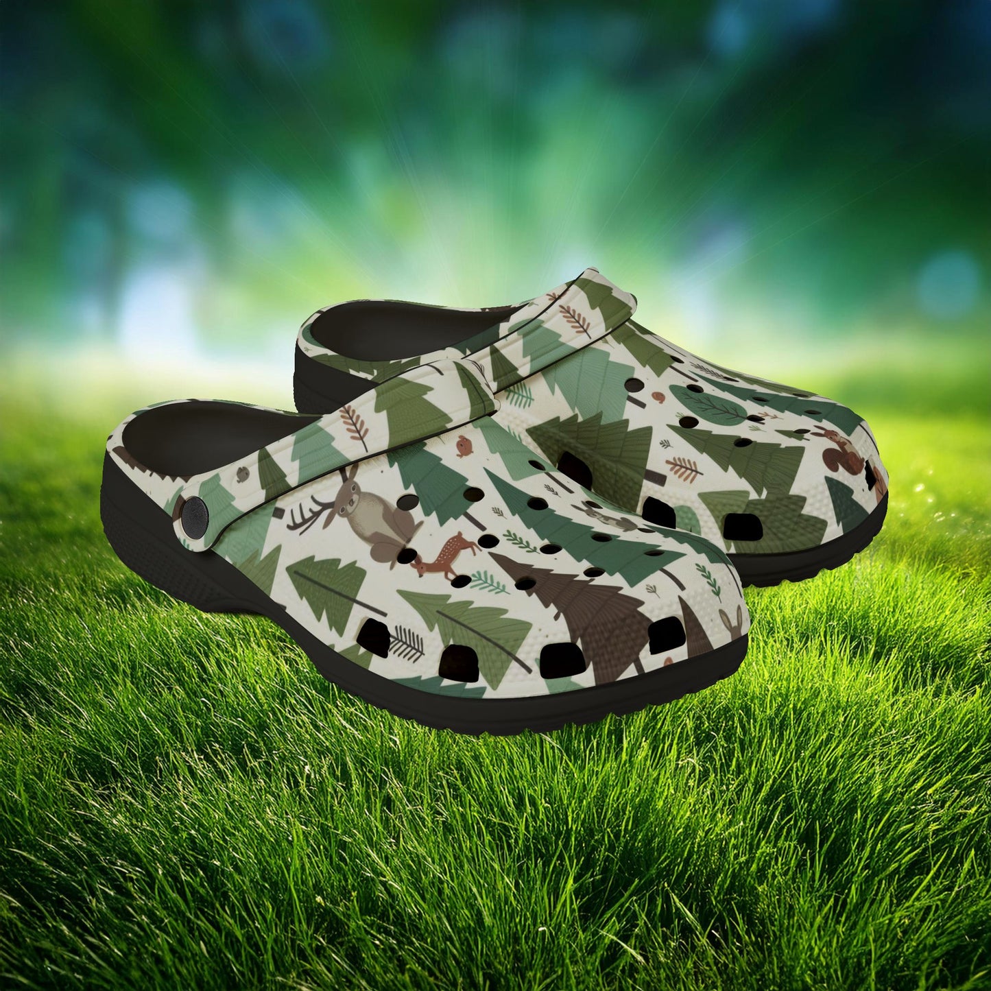 Forest Pattern Foam Clogs