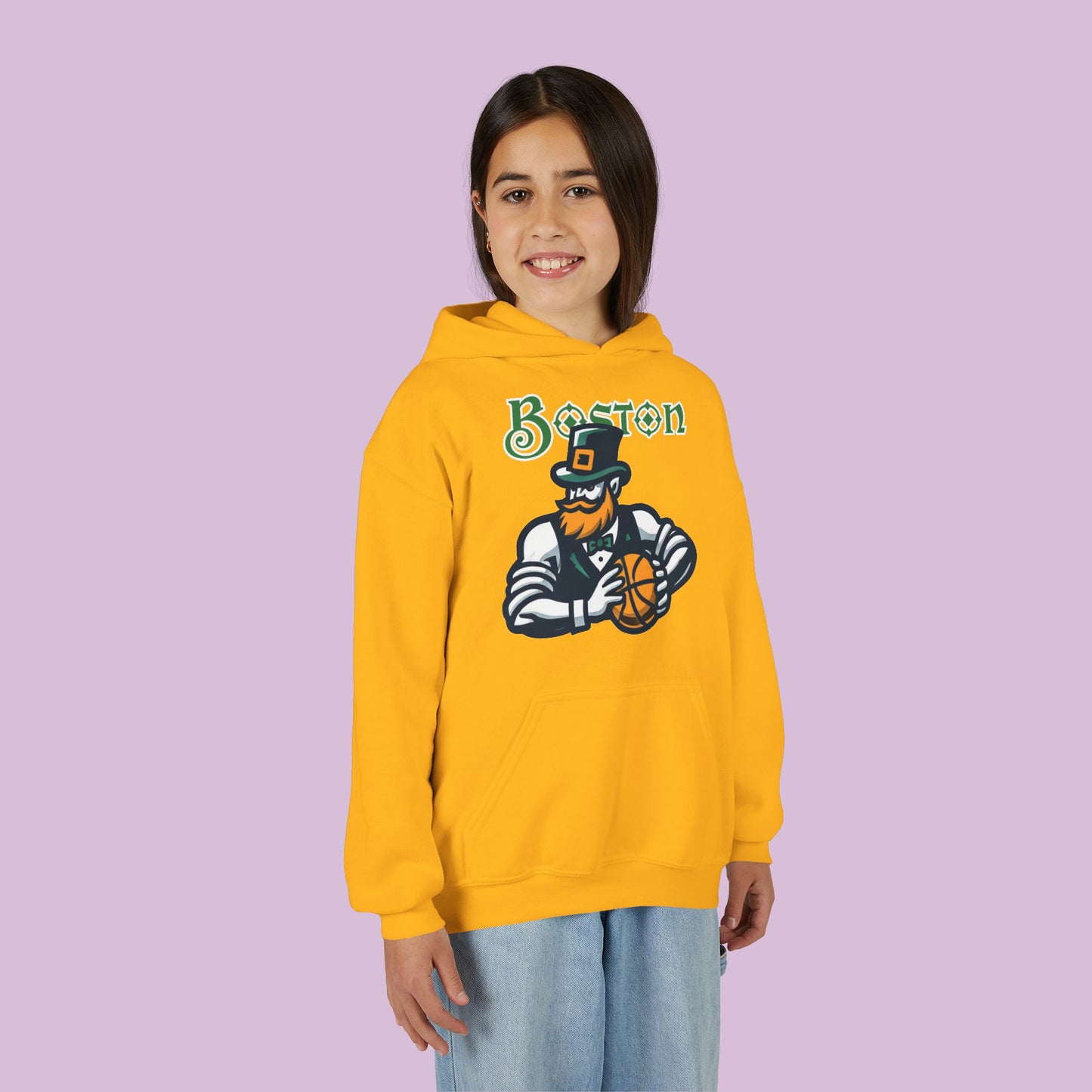 Boston Basketball Design Youth Hoodie
