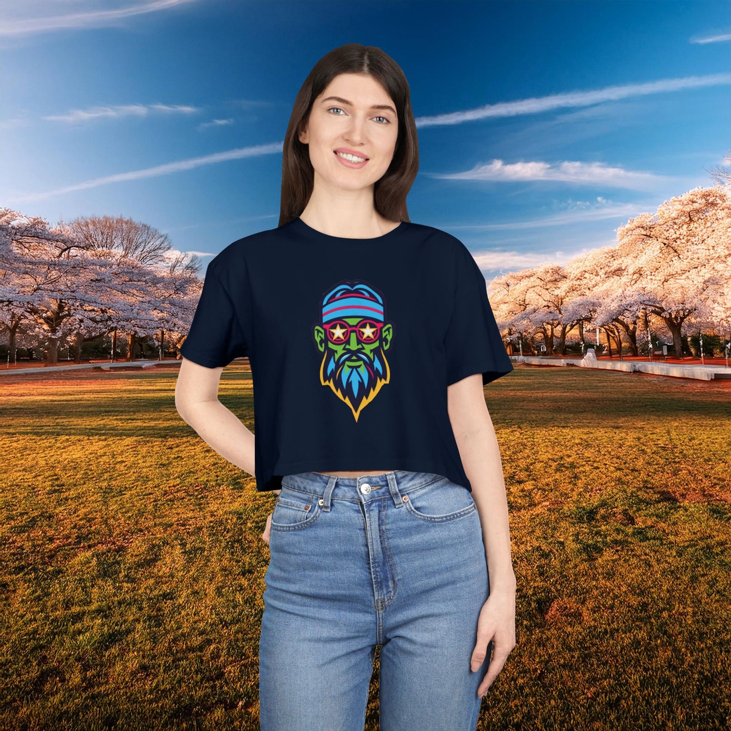 Psychedelic Wizard's Player Women's Crop Tee