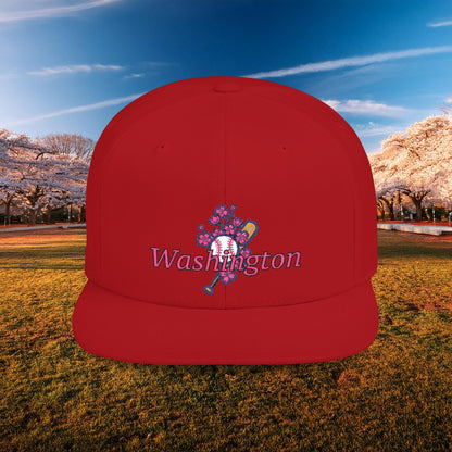 Washington Cherry Blossom Flat Bill Snapback