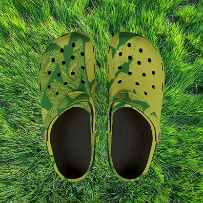 Electric Green and Gold Newcastle Foam Clogs