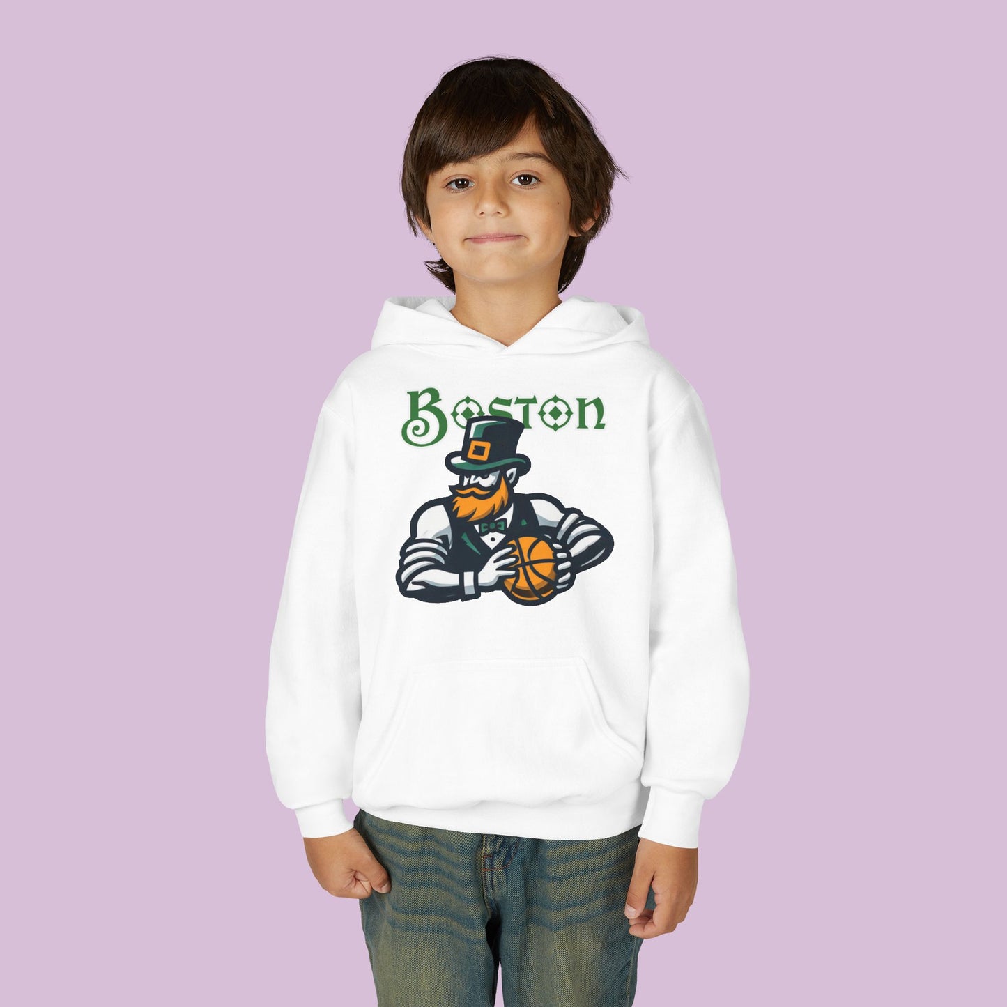 Boston Basketball Design Youth Hoodie