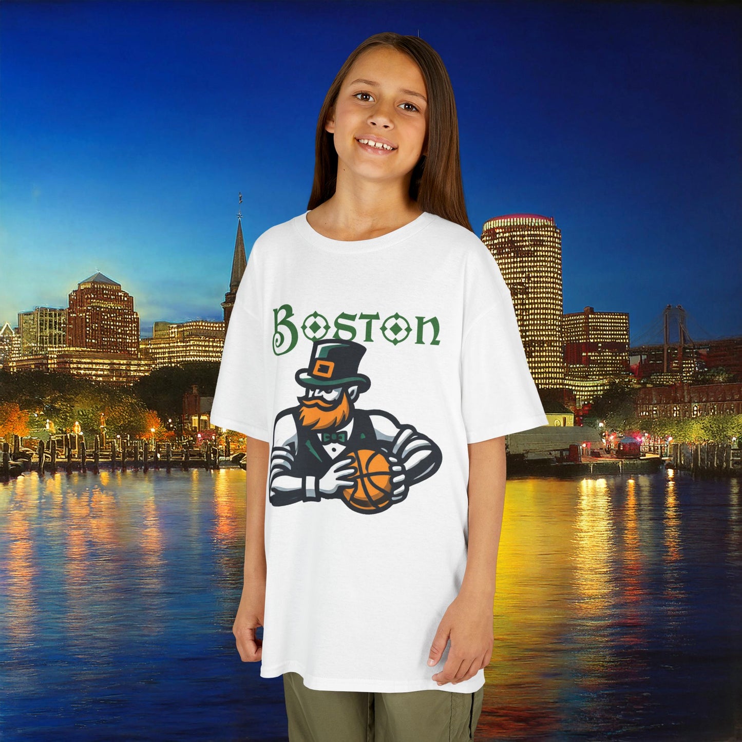 Boston Basketball Design Kids Tee
