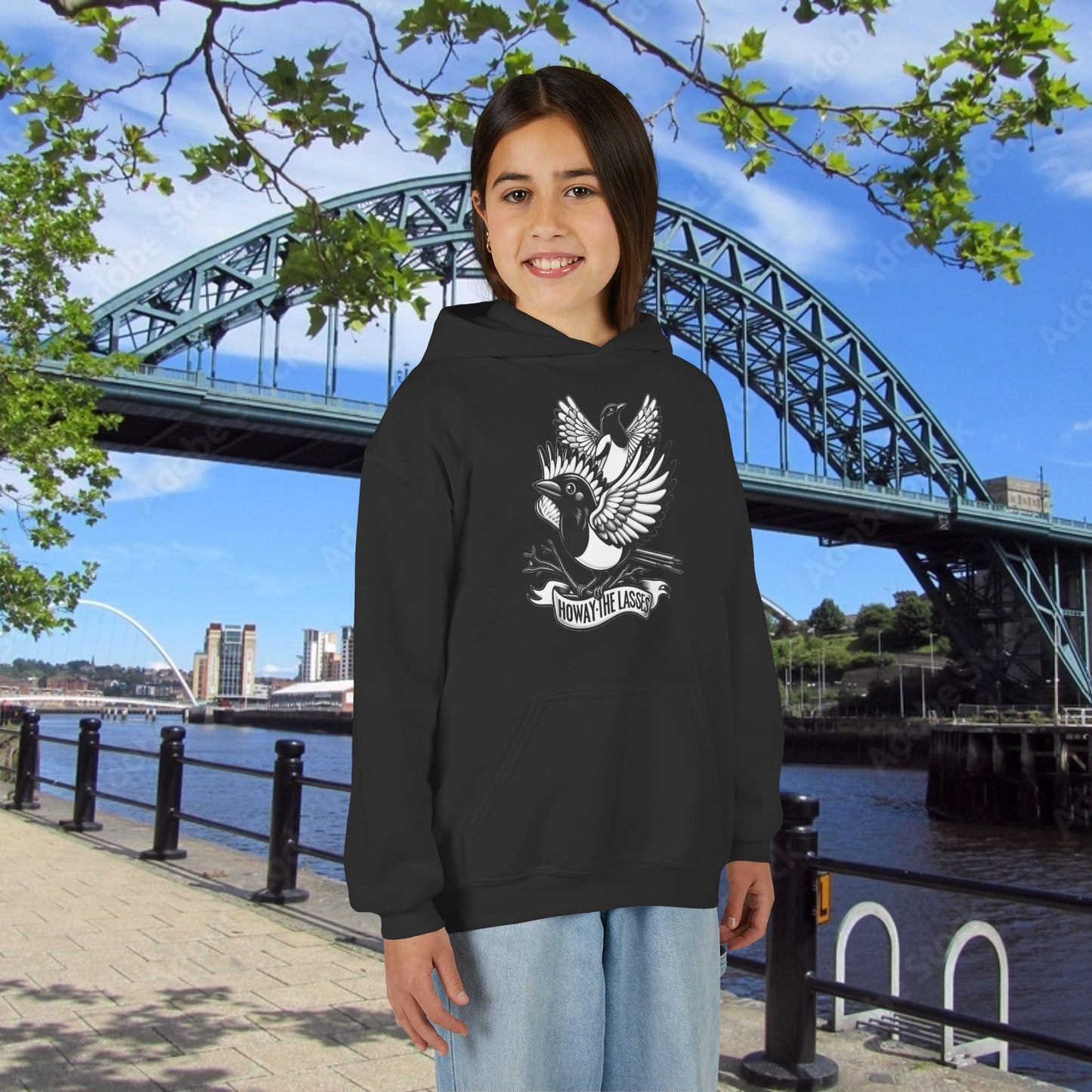 Newcastle United Howay The Lasses B&W (Twin Mags) Youth Hoodie