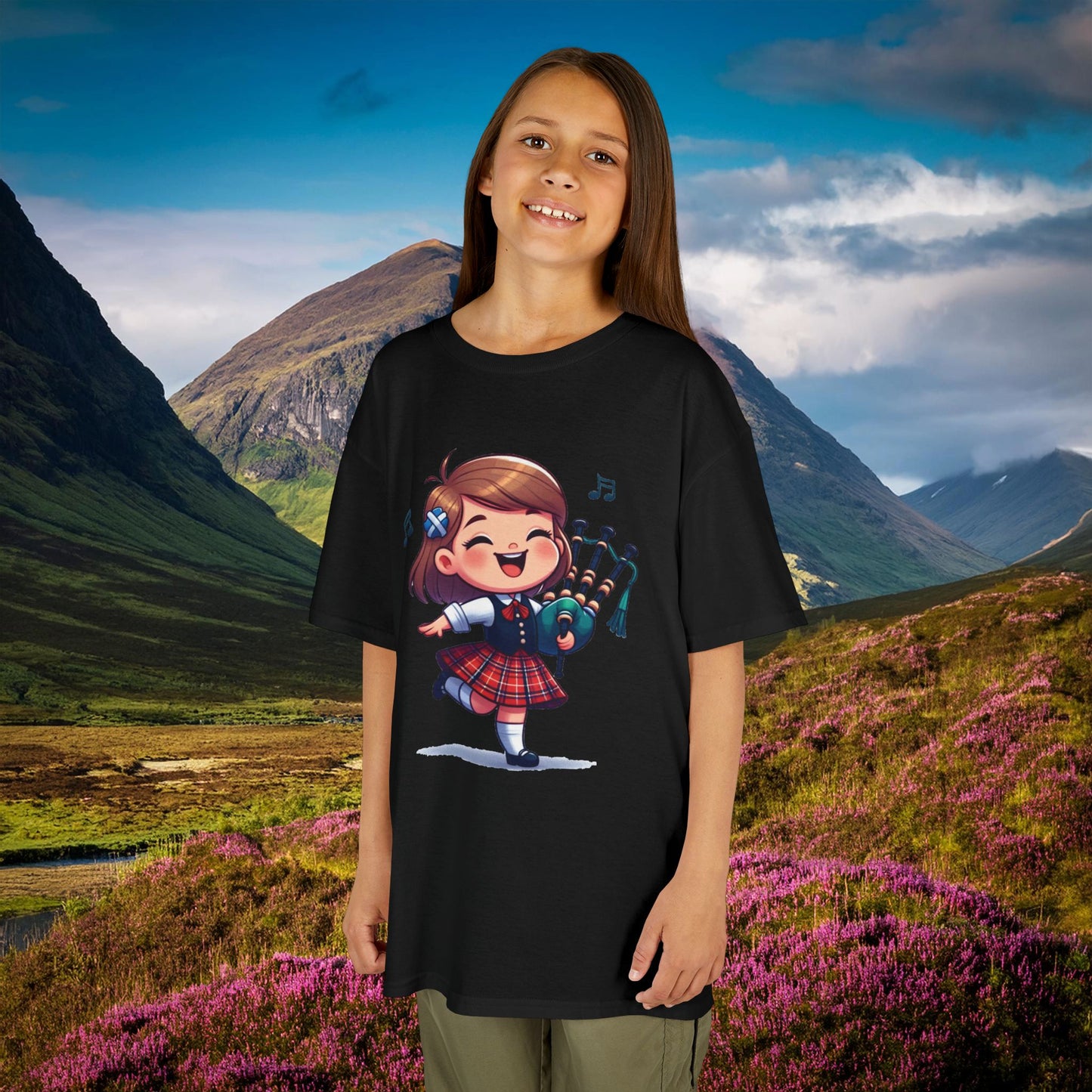 Scotland Piper Lassie Kids Tee