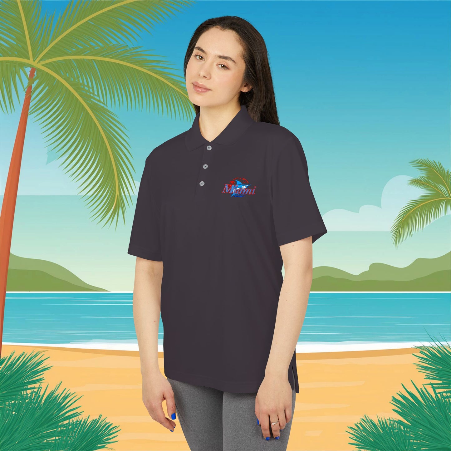 Miami Leaping Marlin adidas Performance Polo