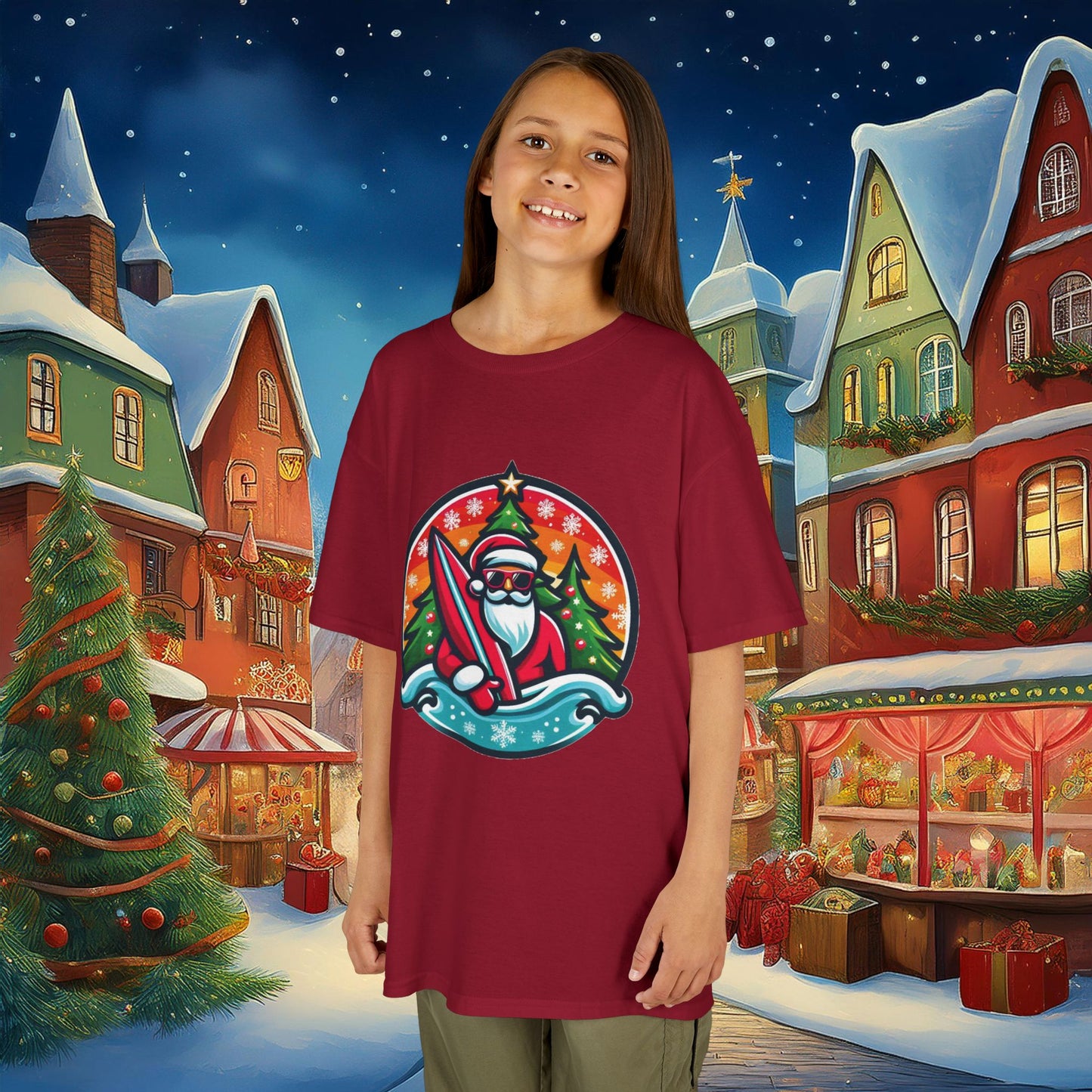 Catching Waves Santa Kids Tee