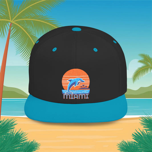 Miami Football Design Flat Bill Snapback