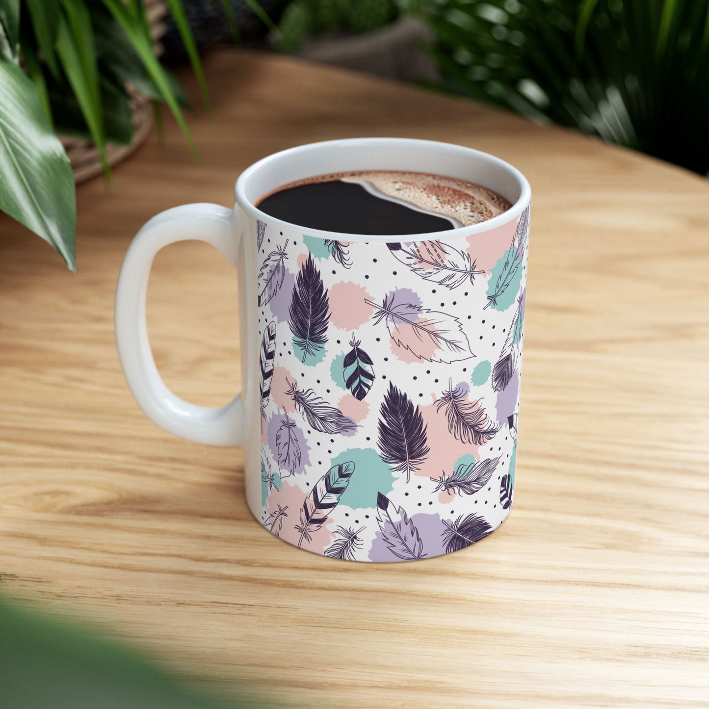 Feather Watercolor Ceramic Mug (11oz/15/oz)