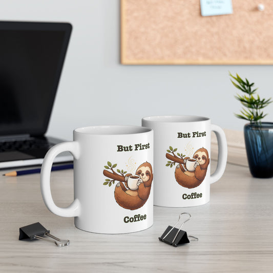 Sloth Coffee Ceramic Mug, (11oz, 15oz)