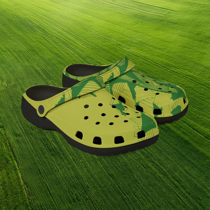 Electric Green and Gold Newcastle Foam Clogs