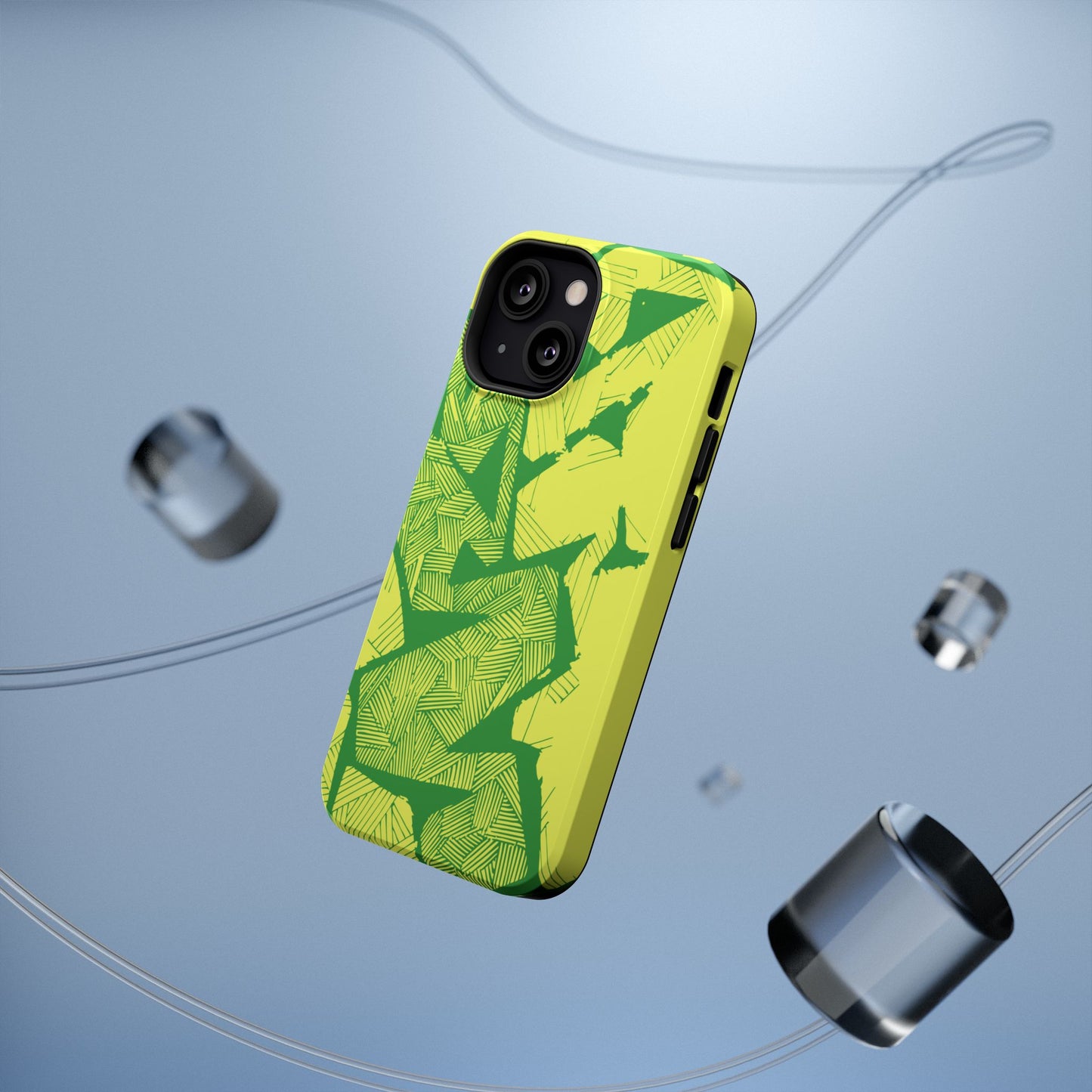 Electric Green and Gold Impact-Resistant Phone Case