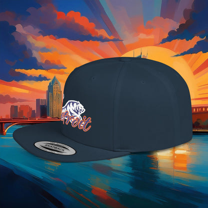 Detroit White Tiger Flat Bill Snapback