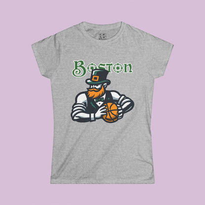 Boston Basketball Design Women's Softstyle Tee