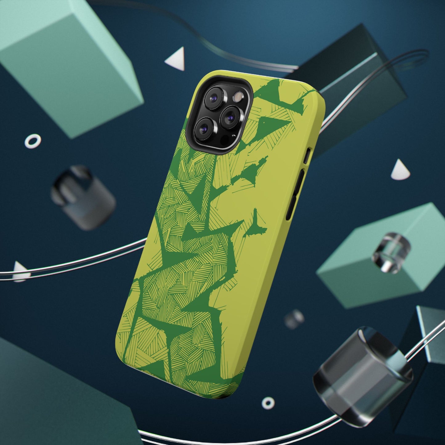 Electric Green and Gold Impact-Resistant Phone Case