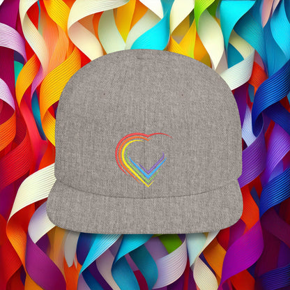 Rainbow Heart Flat Bill Snapback