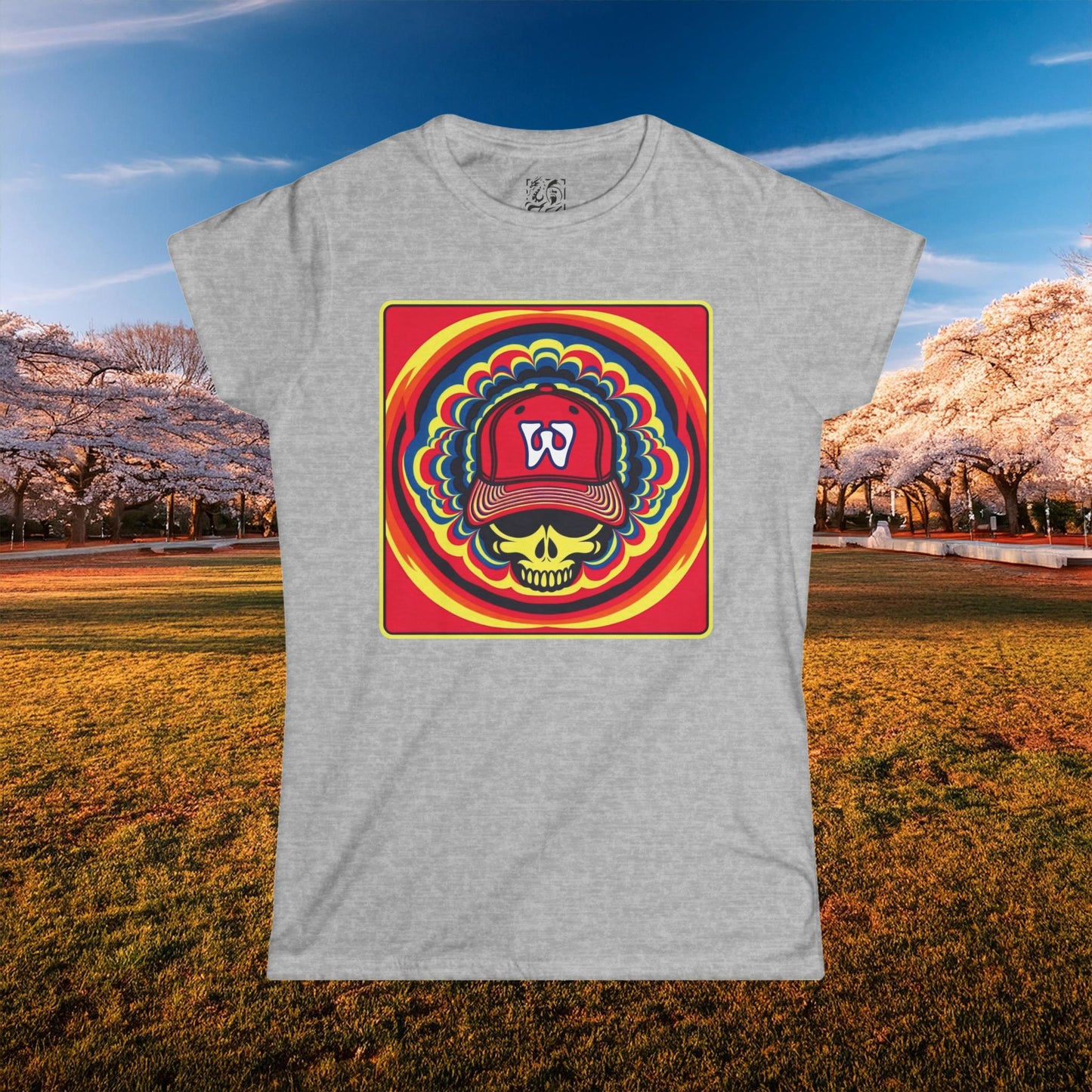 Psychedelic Funky W Skull Women's Softstyle Tee