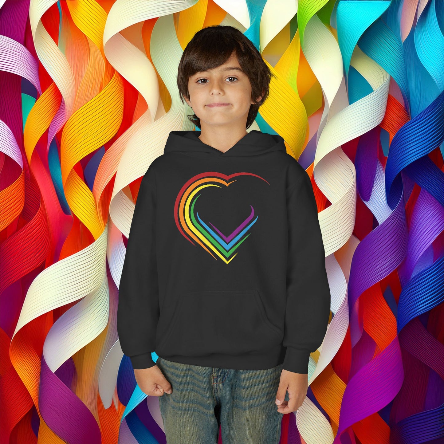 Rainbow Heart Youth Hoodie