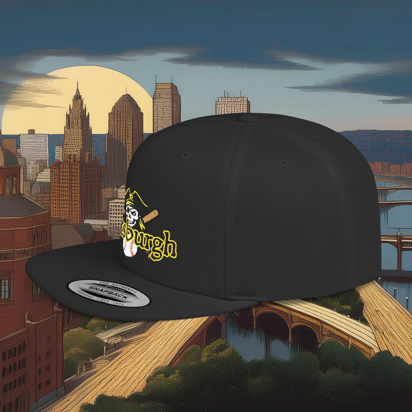 Pittsburgh Baseball Logo Flat Bill Snapback