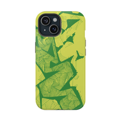 Electric Green and Gold Impact-Resistant Phone Case