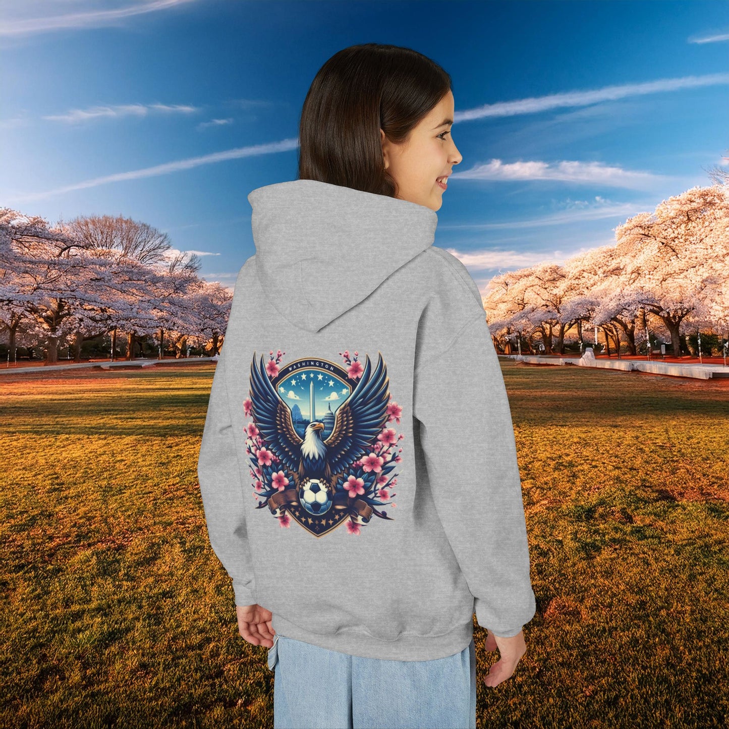 Washington Cherry Blossom Design Youth Hoodie