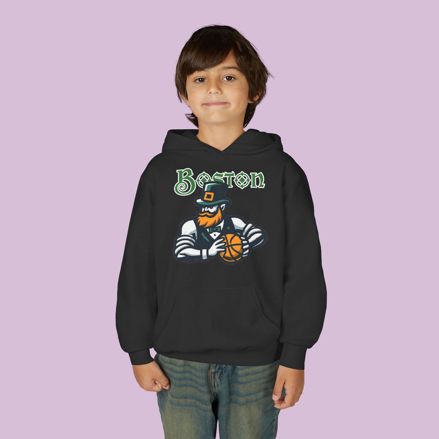 Boston Basketball Design Youth Hoodie