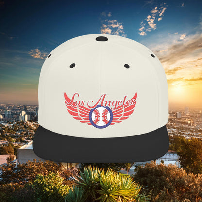 LA Baseball Wings Flat Bill Snapback Hat