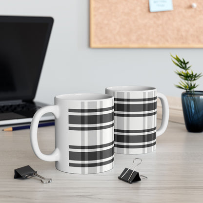 Black & White Plaid Ceramic Mug (11oz/15oz)