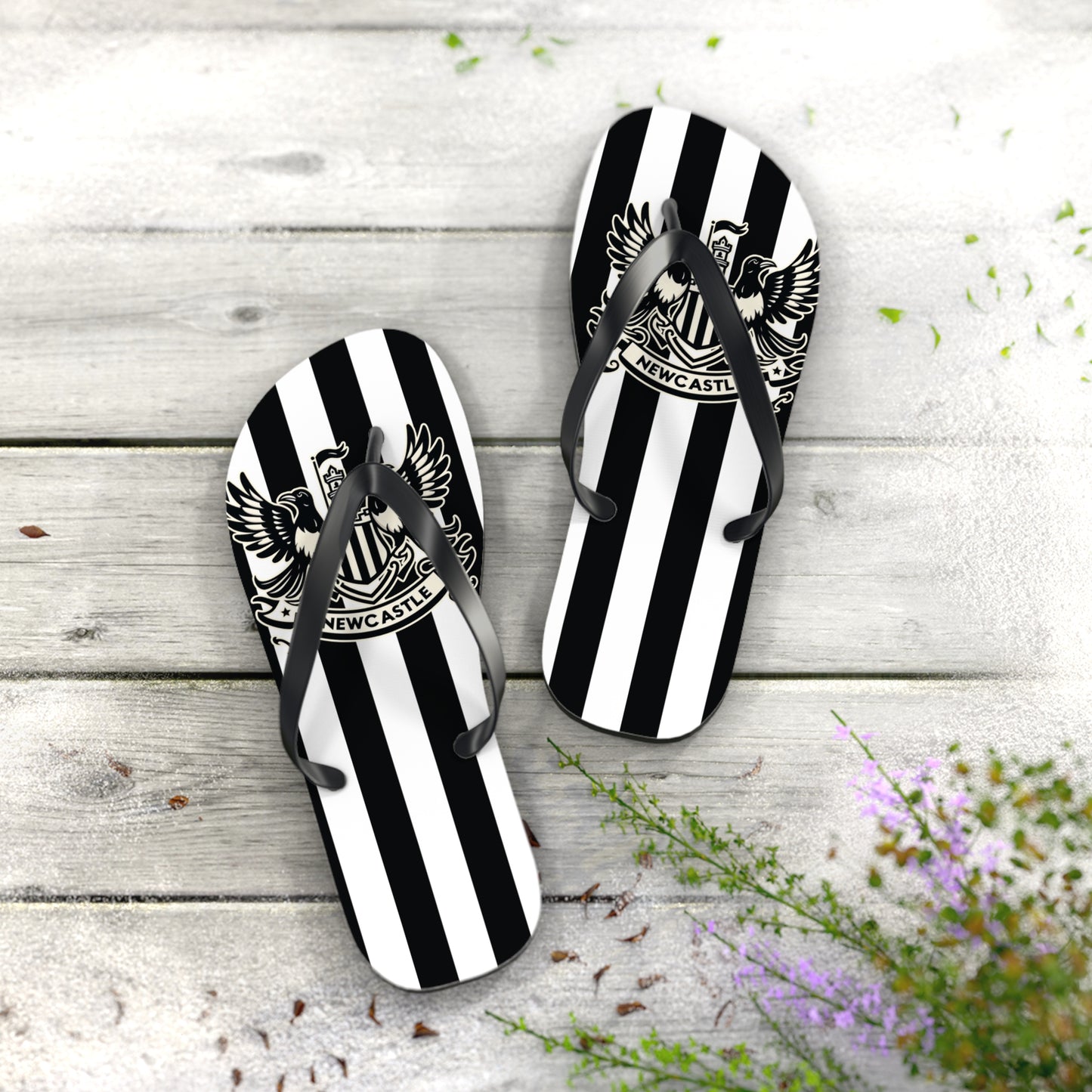Newcastle United B&W Crest Flip Flops