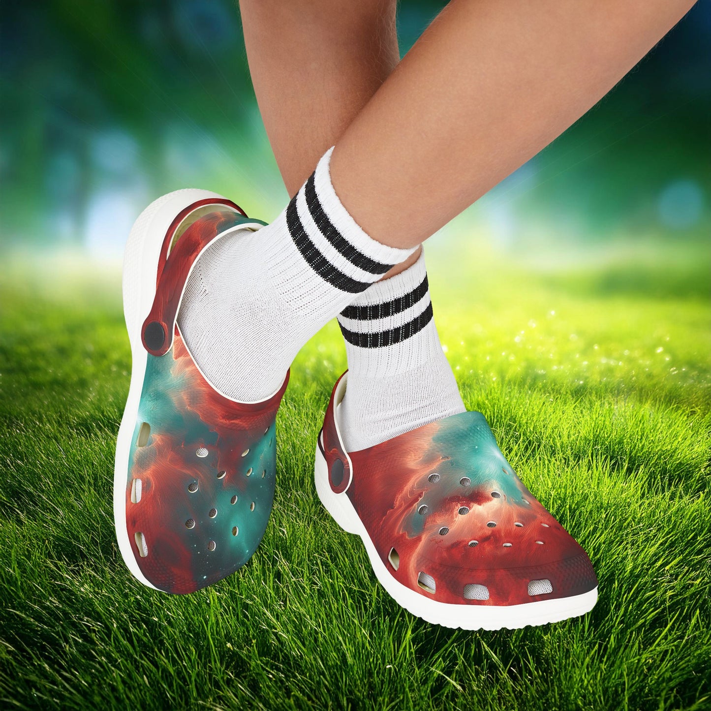 Red Galaxy Kid's Foam Clogs