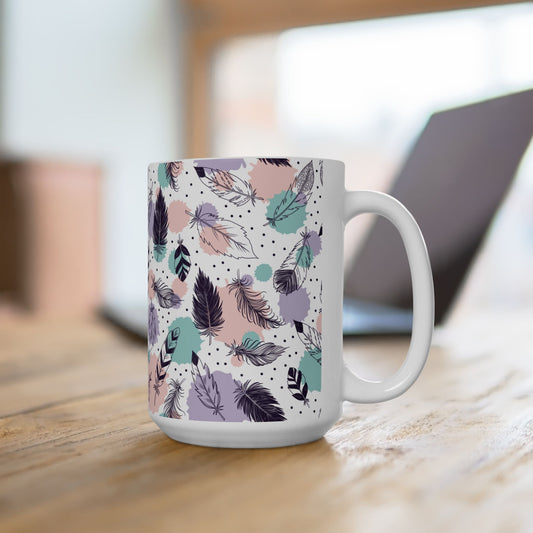 Feather Watercolor Ceramic Mug (11oz/15/oz)