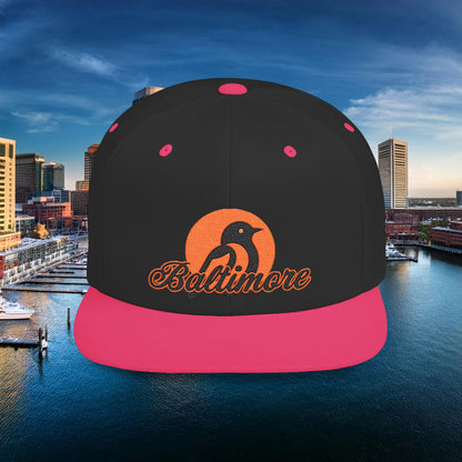 Baltimore Oriole Flat Bill Snapback