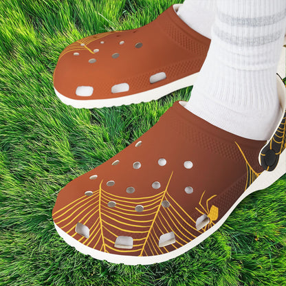 Orange Spider Web Foam Clogs