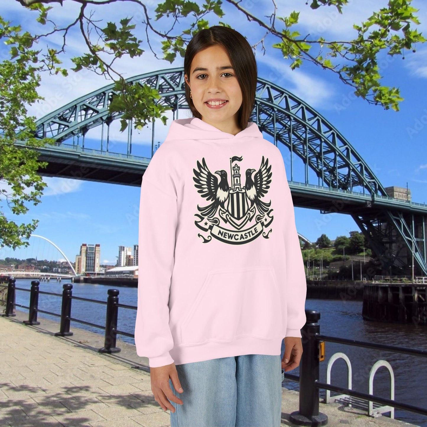 Newcastle United B&W Crest Youth Hoodie