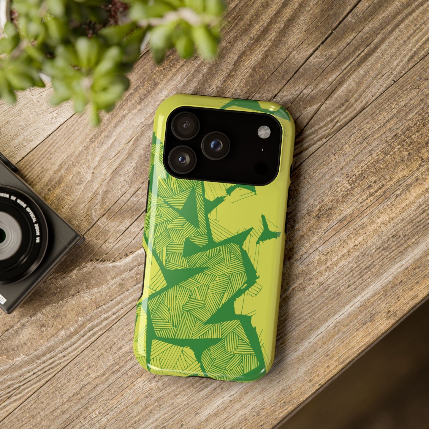 Electric Green and Gold Impact-Resistant Phone Case